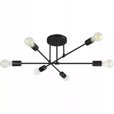 Lampa sufitowa wisząca żyrandol KINKIET oprawa 6x E27 70cm LED czarny-5904703015369