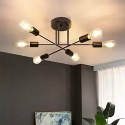 Lampa sufitowa wisząca żyrandol KINKIET oprawa 6x E27 70cm LED czarny-5904703015369