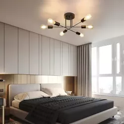 Lampa sufitowa wisząca żyrandol KINKIET oprawa 6x E27 70cm LED czarny-5904703015369