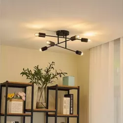 Lampa sufitowa wisząca żyrandol KINKIET oprawa 6x E27 70cm LED czarny-5904703015369