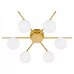 Lampa sufitowa wisząca żyrandol szklana kula 6x G9 LOFT 58cm złoty biały-5904703020882