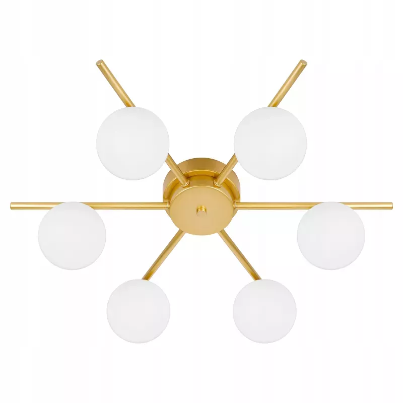Lampa sufitowa wisząca żyrandol szklana kula 6x G9 LOFT 58cm złoty biały-5904703020882