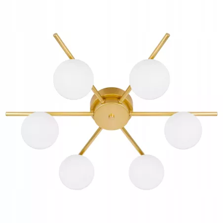 Lampa sufitowa wisząca żyrandol szklana kula 6x G9 LOFT 58cm złoty biały-5904703020882