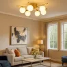 Lampa sufitowa wisząca żyrandol szklana kula 6x G9 LOFT 58cm złoty biały-5904703020882