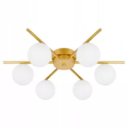 Lampa sufitowa wisząca żyrandol szklana kula 6x G9 LOFT 58cm złoty biały-5904703020882