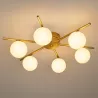 Lampa sufitowa wisząca żyrandol szklana kula 6x G9 LOFT 58cm złoty biały-5904703020882