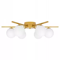 Lampa sufitowa wisząca żyrandol szklana kula 6x G9 LOFT 58cm złoty biały-5904703020882