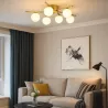 Lampa sufitowa wisząca żyrandol szklana kula 6x G9 LOFT 58cm złoty biały-5904703020882