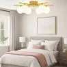 Lampa sufitowa wisząca żyrandol szklana kula 6x G9 LOFT 58cm złoty biały-5904703020882