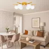 Lampa sufitowa wisząca żyrandol szklana kula 6x G9 LOFT 58cm złoty biały-5904703020882