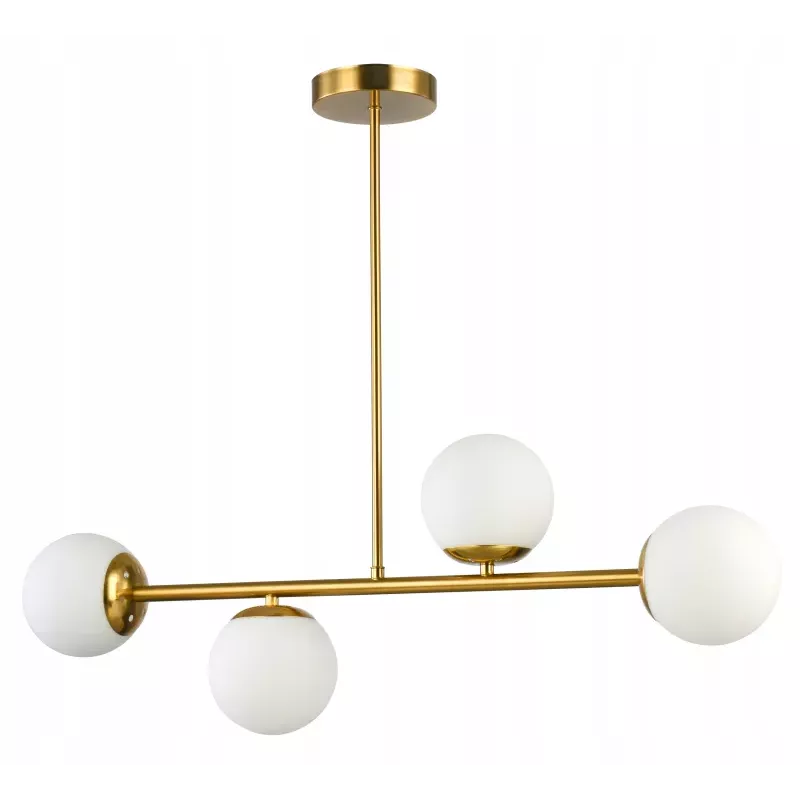 Lampa sufitowa wisząca żyrandol szklana kula 4x e27 LOFT 75cm złoty biały-5904703022848