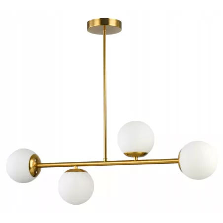 Lampa sufitowa wisząca żyrandol szklana kula 4x e27 LOFT 75cm złoty biały-5904703022848