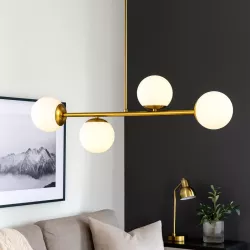 Lampa sufitowa wisząca żyrandol szklana kula 4x e27 LOFT 75cm złoty biały-5904703022848