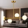 Lampa sufitowa wisząca żyrandol szklana kula 4x e27 LOFT 75cm złoty biały-5904703022848