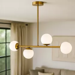 Lampa sufitowa wisząca żyrandol szklana kula 4x e27 LOFT 75cm złoty biały-5904703022848