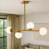 Lampa sufitowa wisząca żyrandol szklana kula 4x e27 LOFT 75cm złoty biały-5904703022848