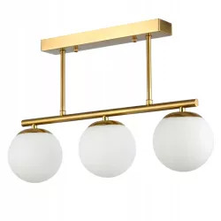Lampa sufitowa wisząca żyrandol szklana kula 3x e27 LOFT 47cm złoty biały-5904703022862
