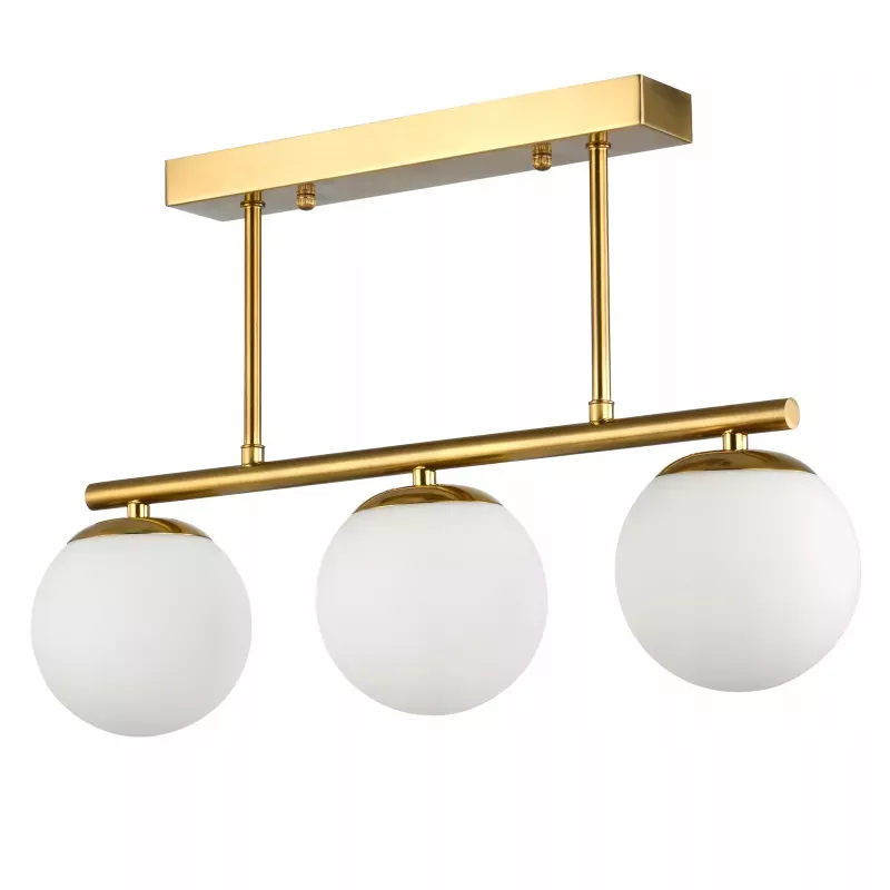 Lampa sufitowa wisząca żyrandol szklana kula 3x e27 LOFT 47cm złoty biały-5904703022862