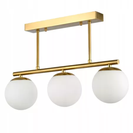 Lampa sufitowa wisząca żyrandol szklana kula 3x e27 LOFT 47cm złoty biały-5904703022862