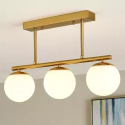 Lampa sufitowa wisząca żyrandol szklana kula 3x e27 LOFT 47cm złoty biały-5904703022862