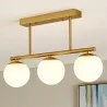 Lampa sufitowa wisząca żyrandol szklana kula 3x e27 LOFT 47cm złoty biały-5904703022862
