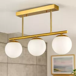 Lampa sufitowa wisząca żyrandol szklana kula 3x e27 LOFT 47cm złoty biały-5904703022862