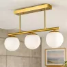 Lampa sufitowa wisząca żyrandol szklana kula 3x e27 LOFT 47cm złoty biały-5904703022862