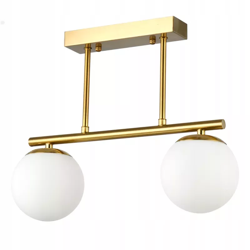 Lampa sufitowa wisząca żyrandol szklana kula 2x e27 LOFT 38cm złoty biały-5904703022879