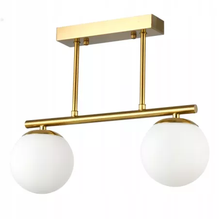 Lampa sufitowa wisząca żyrandol szklana kula 2x e27 LOFT 38cm złoty biały-5904703022879