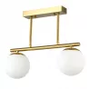Lampa sufitowa wisząca żyrandol szklana kula 2x e27 LOFT 38cm złoty biały-5904703022879