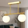 Lampa sufitowa wisząca żyrandol szklana kula 2x e27 LOFT 38cm złoty biały-5904703022879