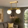 Lampa sufitowa wisząca żyrandol szklana kula 2x e27 LOFT 38cm złoty biały-5904703022879