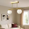 Lampa sufitowa wisząca żyrandol szklana kula 2x e27 LOFT 38cm złoty biały-5904703022879