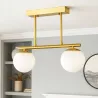 Lampa sufitowa wisząca żyrandol szklana kula 2x e27 LOFT 38cm złoty biały-5904703022879