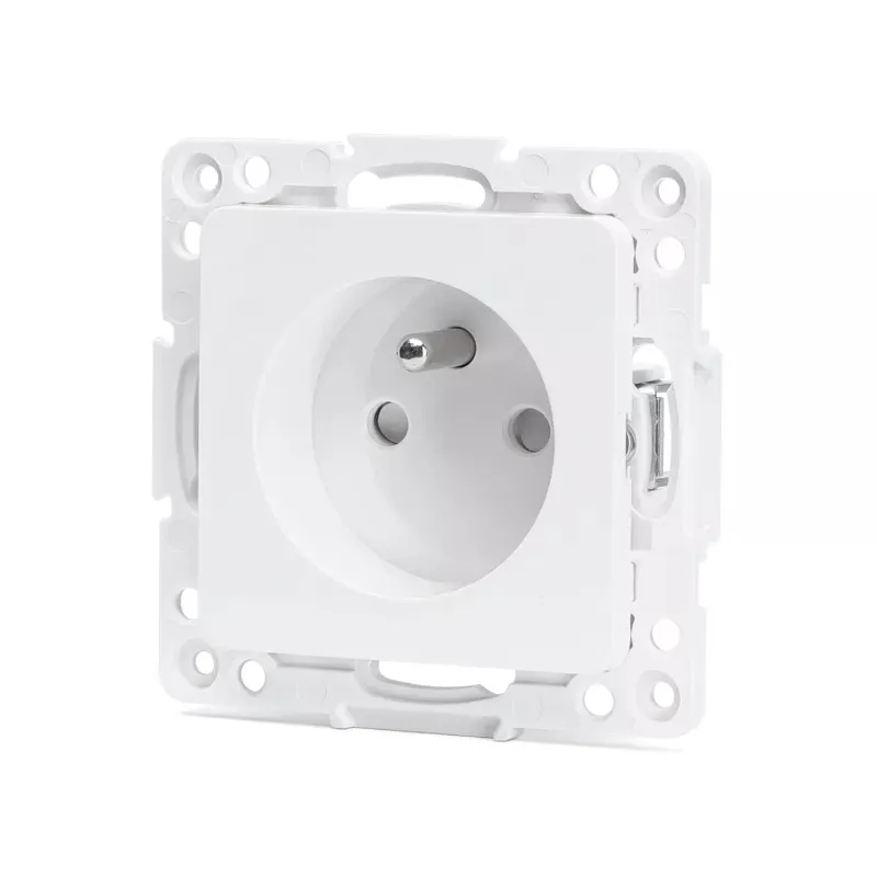 Gniazdo pojedyncze 230V/16A z bolcem białe podtynkowe bez ramki - 8433325209032