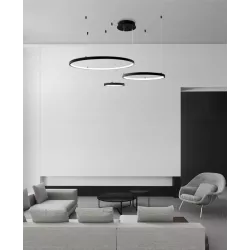 Lampa wisząca sufitowa żyrandol RING LED 20 40 60 cm 3000-6500K 77W czarny-5904703022947