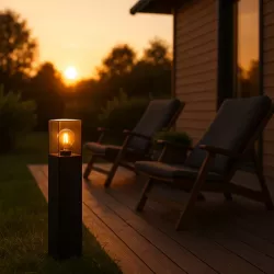 Lampa Stojąca ogrodowa słupek LED 50cm zewnętrzna E27 CZARNA-5904703019596