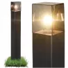 Lampa LED Ogrodowa stojąca słupek 80cm E27 CZARNA kwadrat, klosz dymiony-5904703019619