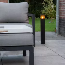 Lampa LED Ogrodowa stojąca słupek 80cm E27 CZARNA kwadrat, klosz dymiony-5904703019619