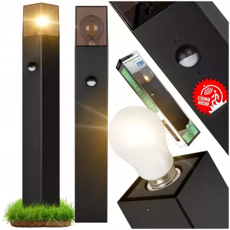Lampa ogrodowa słupek wolnostojący zewnętrzny 60cm E27 + czujnik ruchu PIR-5904703019671