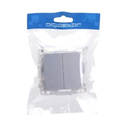 Łącznik podwójny jednobiegunowy podtynkowy srebrny, 74x74mm - 8433325209216