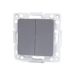 Łącznik podwójny dwubiegunowy podtynkowy srebrny, 74x74mm - 8433325209223