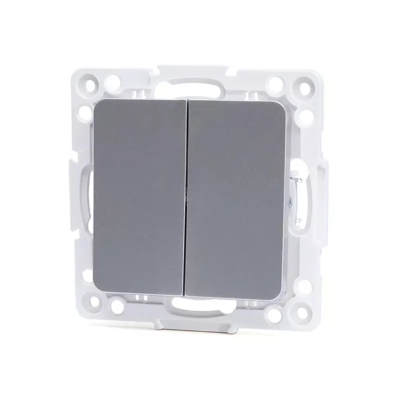 Łącznik podwójny dwubiegunowy podtynkowy srebrny, 74x74mm - 8433325209223