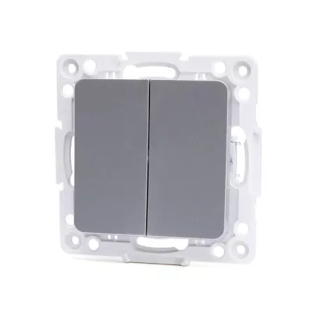 Łącznik podwójny dwubiegunowy podtynkowy srebrny, 74x74mm - 8433325209223