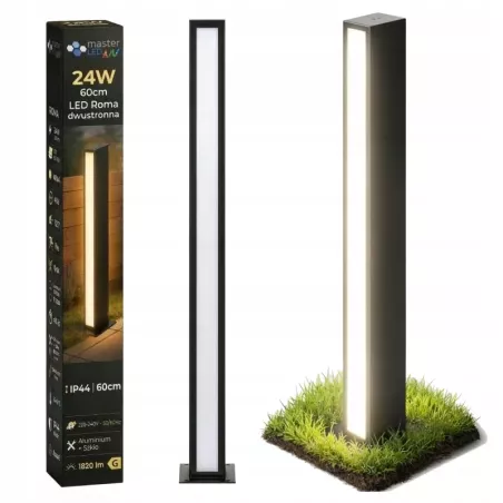 Lampa LED ogrodowa stojąca słupek 60cm dwustronna zewnętrzna 4000K czarna-5904703019572
