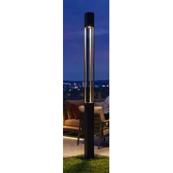 Lampa ogrodowa LED E27 Polin stojąca 250cm czarna prostokąt-5904703019701