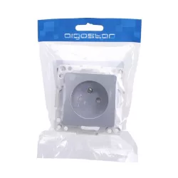 Gniazdo pojedyncze 230V/16A z bolcem srebrne podtynkowe bez ramki - 8433325209230