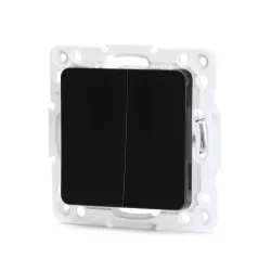 Łącznik podwójny dwubiegunowy podtynkowy czarny, 74x74mm - 8433325209421
