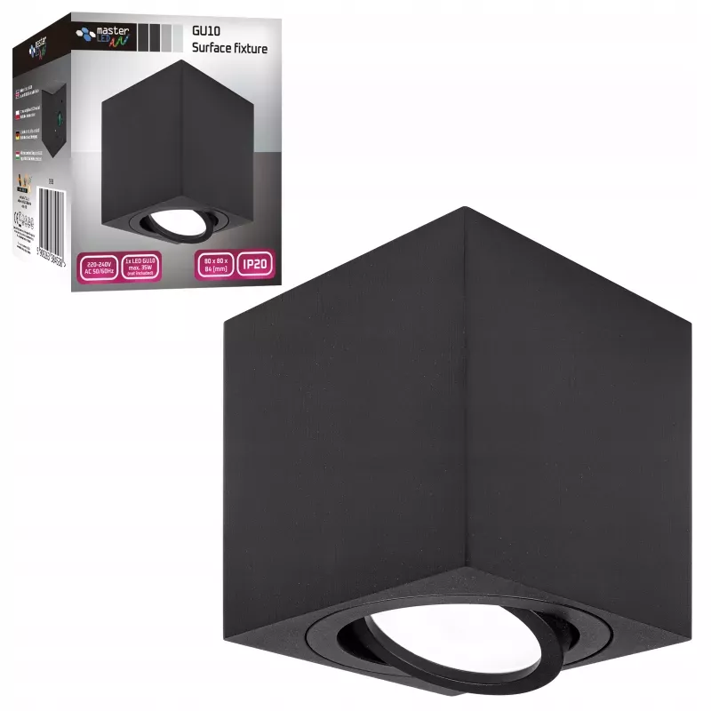 Oprawa Halogenowa Sufitowa Lampa Natynkowa GU10 Tuba LED czarna kwadratowa-5908263384538
