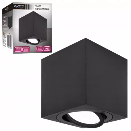 Oprawa Halogenowa Sufitowa Lampa Natynkowa GU10 Tuba LED czarna kwadratowa-5908263384538
